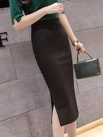 New Style Summer Fashion Elastic Waist Half-length Skirt 2026 Plus Size Women's Clothing Side-Slit Bodycon Skirts