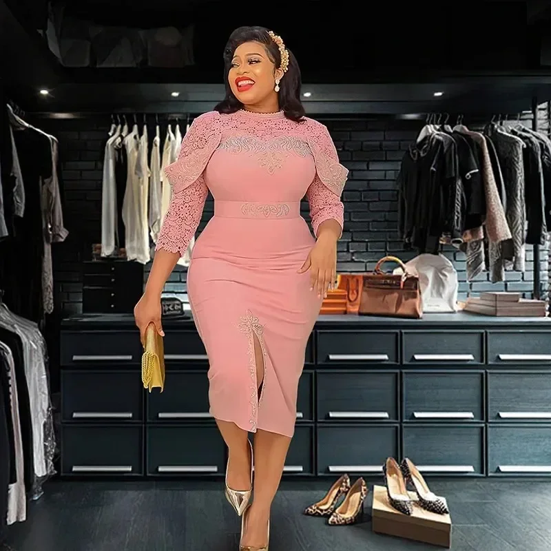 

Luxury African Pearl Dress for Women Elegant Lady Wedding Evening Party Dresses Sexy Femme Bodycon Gown Plus Size Africa Clothes