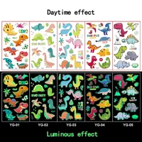 Luminous Tattoo Stickers Temporary Colorful Animal Mermaid Dinosaur Unicorn Space Cute Tattoo Stickers Children's Body 5pcs/Set 2