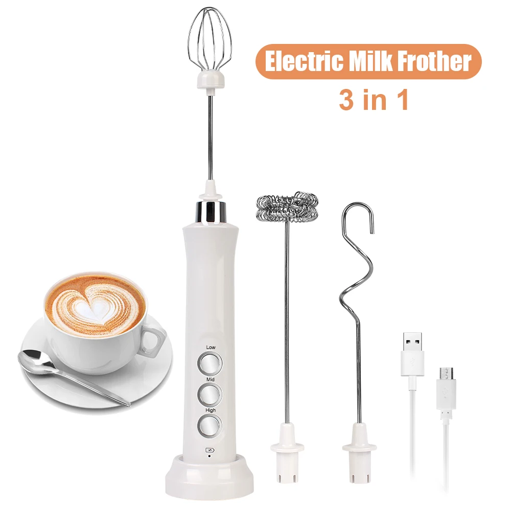 3 In 1 Electric Milk Frother Egg Beater Usb Rechargeable Foam Maker Handheld  Foamer High Speeds Drink Mixer Coffee Frothing Wand - Egg Tools - AliExpress