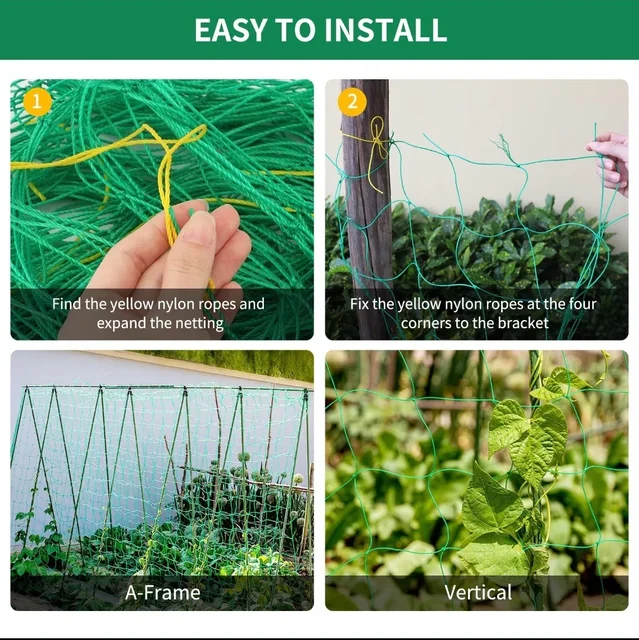 Plant Trellis Pergolas, Heavy-Duty Polyester Grow Net, Garden Trellis Netting With Square Mesh For Climbing Plants, Vegetables, 6