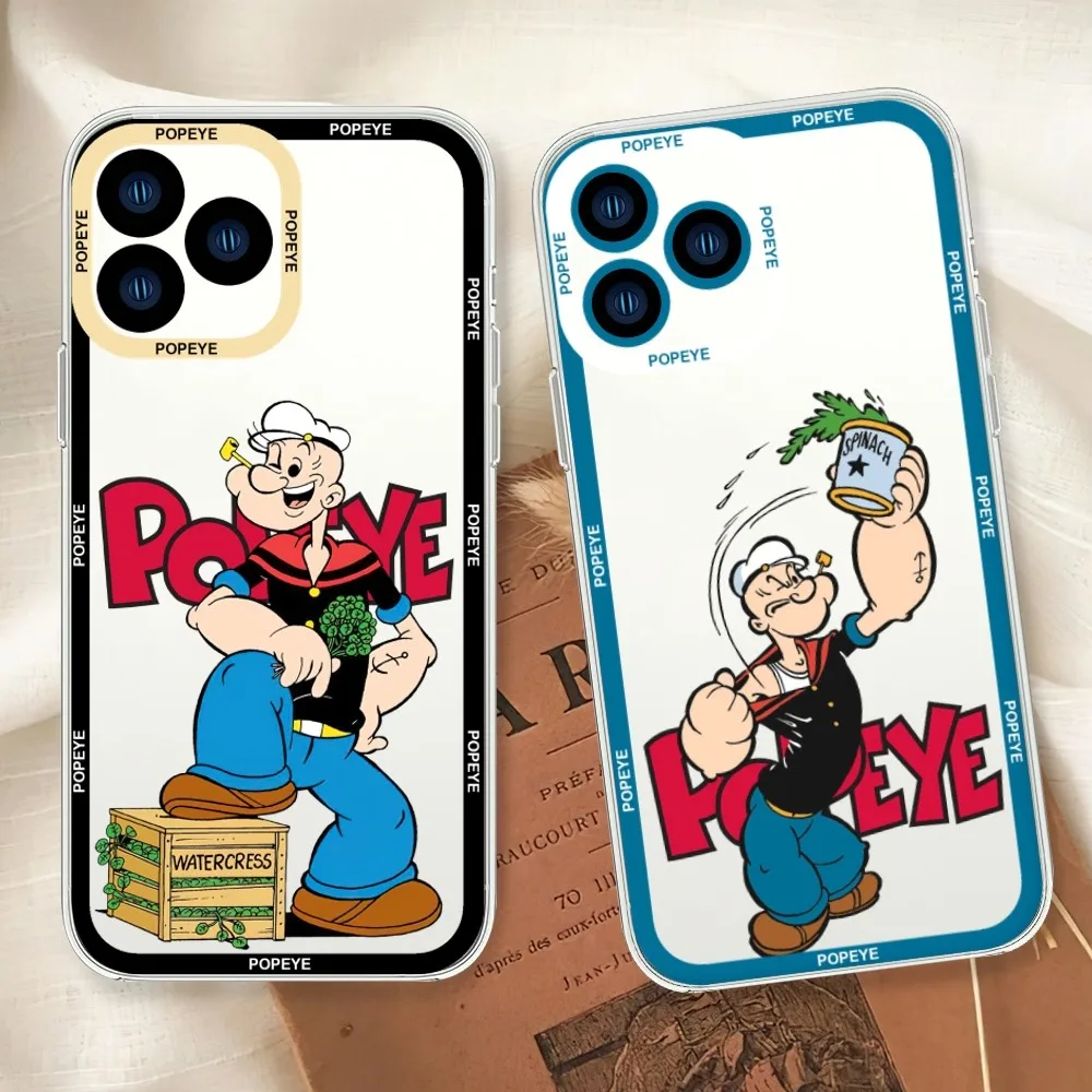 Cartoon P-Popeye T-The S-Sailor Custodia Per Telefono Per Iphone 11 12 13 14 Mini Pro Max Guscio Trasparente