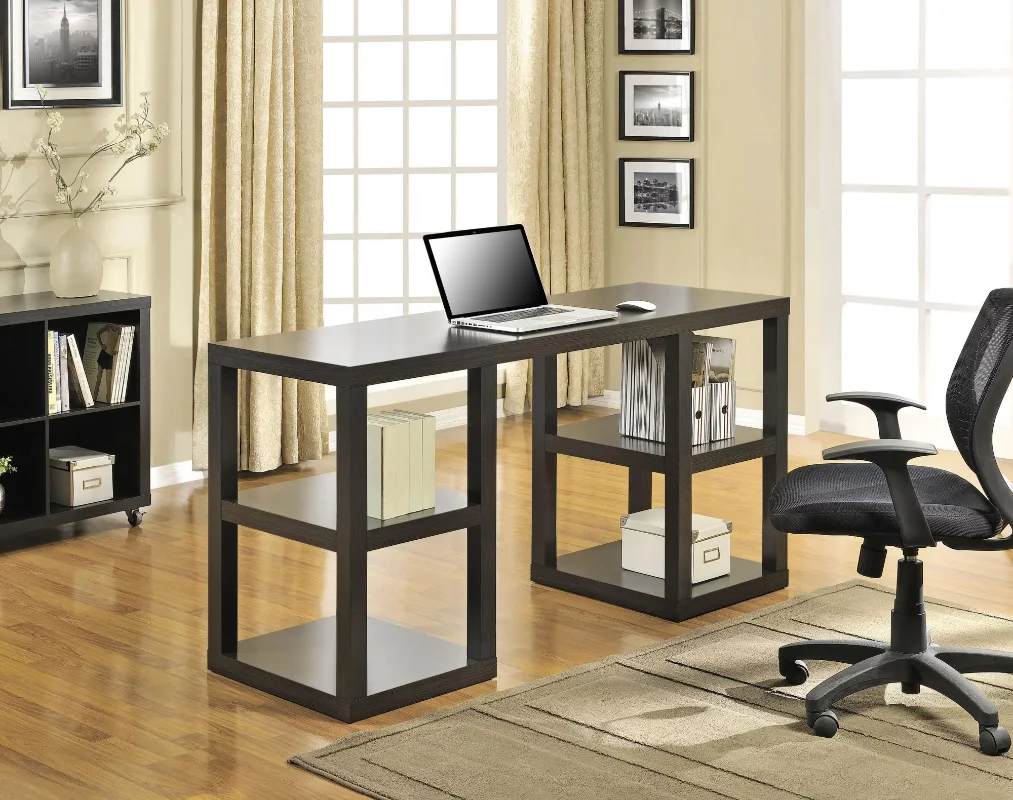 

BOUSSAC Double Pedestal Computer Desk, Espresso