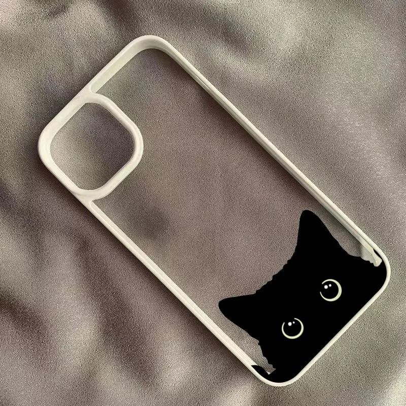 Adorable Black Cat Pattern Hard Clear Phone Case Cover