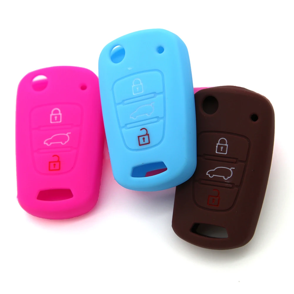 3BTN Buttons Silicone Car Key Cover Case For Kia RIO K2 K5 Sportage Sorento Flip For Hyundai i20 i30 i35 iX20 iX35 Solaris Verna Key Case Cover Key Case Flip Key Fob Shell Car Key Shell Remote Control Case Cover