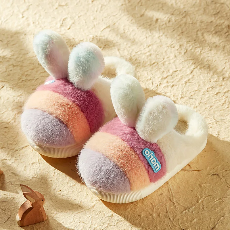 

Cheerful Mario Winter Girls Cotton Slippers Baby Girls Home Warm Indoor Cotton Slippers Parent-child Winter Ladies Slippers