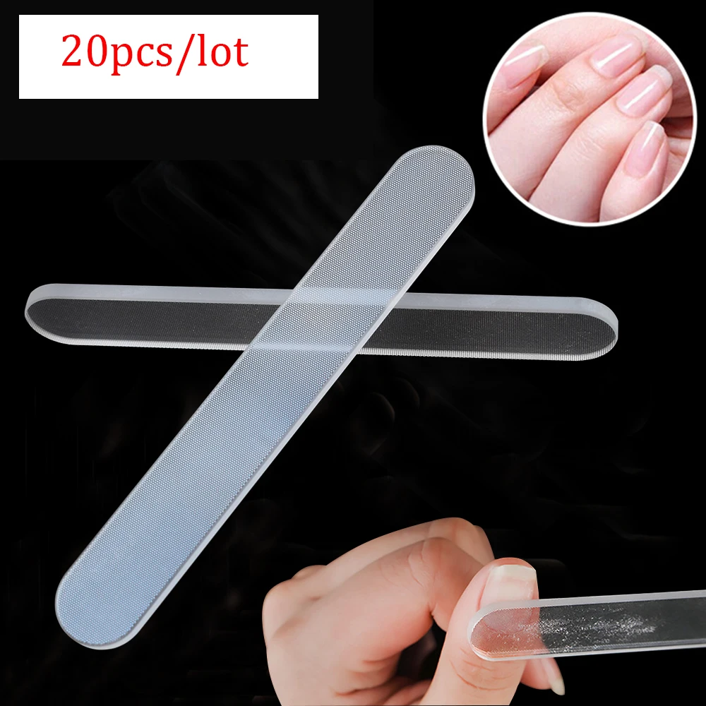 Durable Nano 20pcs/lot Glass Nail File Transparent Sanding Polishing Grinding Nail Art Manicure Make Nails s_voghion.com