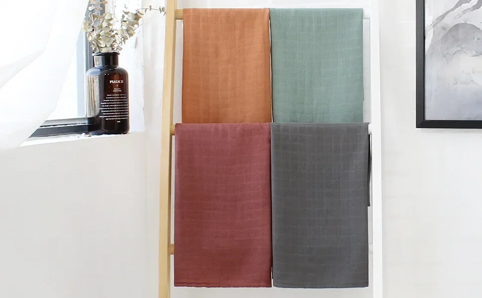 60x60cm Muslin Squares Bamboo Baby Blanket Bibs Newborn Solid Bandana HandKerchief Infant Swaddle Wrap Burp Cloth Towel Scarf 6