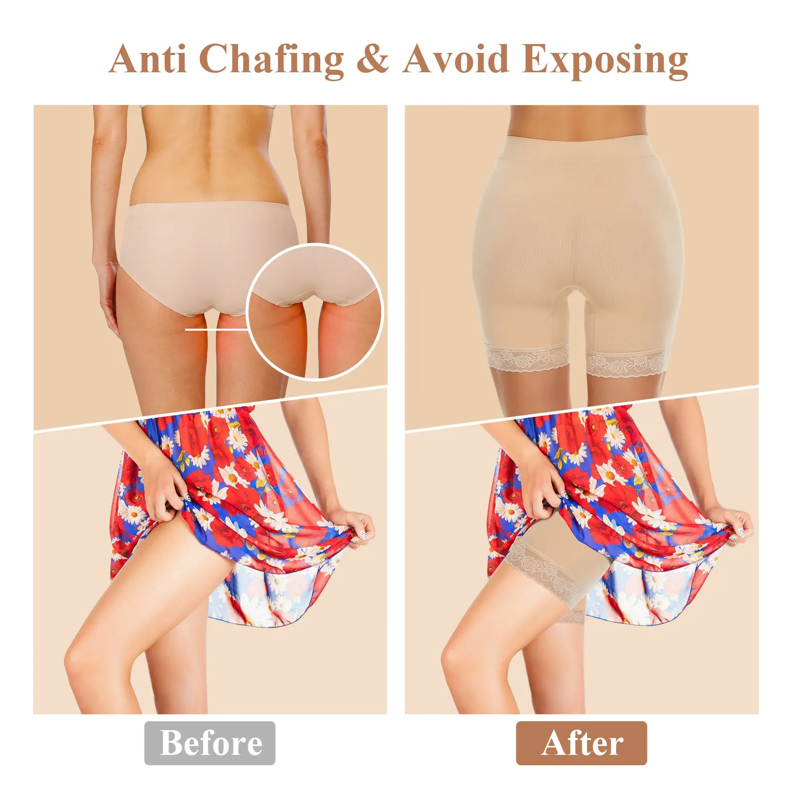 3 in 1 Safety Pants Shorts Anti Chafing Tummy Control Shaping Panties With  Fish Bones Under Skirt Seamless Underwear High Waist - AliExpress