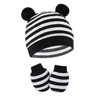 2-Pieces Infant Skull Hat & Mittens Baby Hospital Hat Scratchproof Gloves for Infant 0-3-6Month Baby Essential Product 5