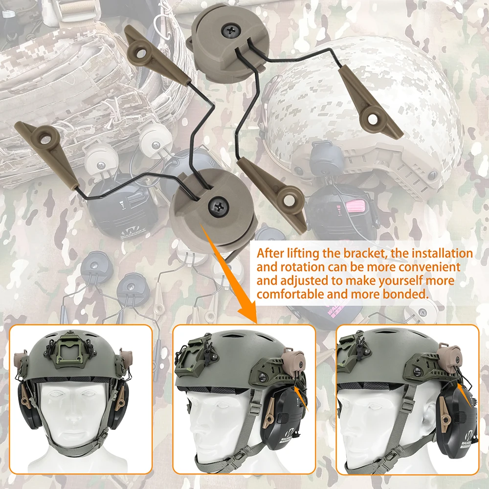 HEARING TACTICAL ARC Rail Adapter for Tactical Headset Walker's Razor Slim Hunting Headphone Electronic Shooting Earmuffs