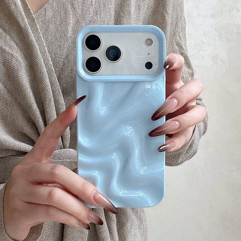 Elegant 3D Glossy Wine Red Wavy Texture Phone Case