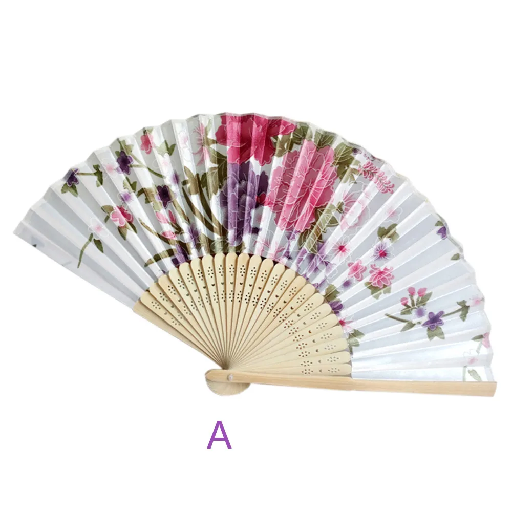 Vintage  Folding Hand Held Flower Fan Chinese Dance Party Pocket Gifts 5