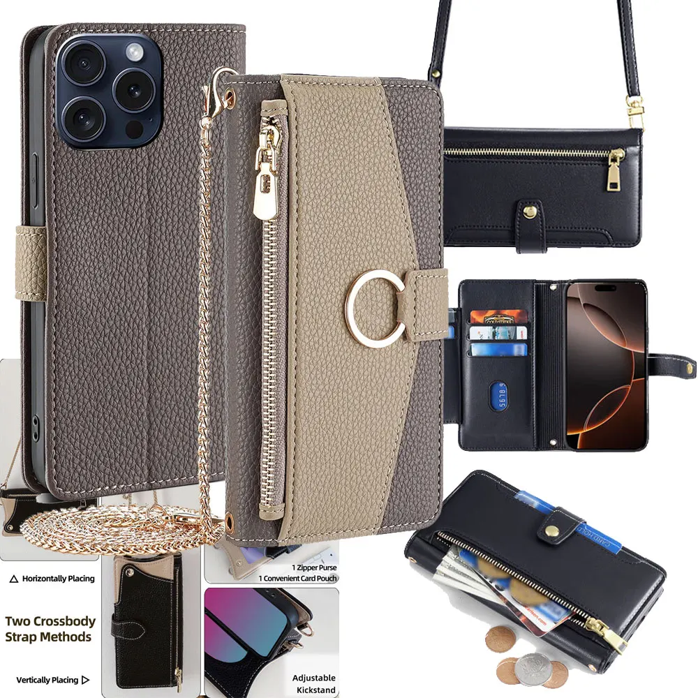 Luxury Leather Wallet Flip Case with Card Slot and Hard Shell