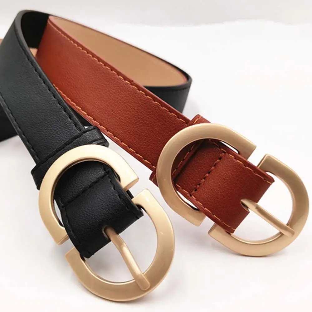 

Trend Simple Width Women Round Buckle Alloy PU Leather Belt Skirt Decorations Female Waistband Korean Waist Strap