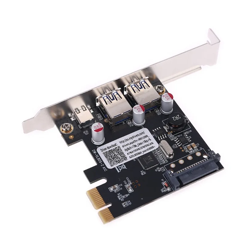 PCIE PCI Express to usb 3.1 type-c Dual usb 3.0 pci-e riser card adapter type c Reversible card with sata 15p power supply