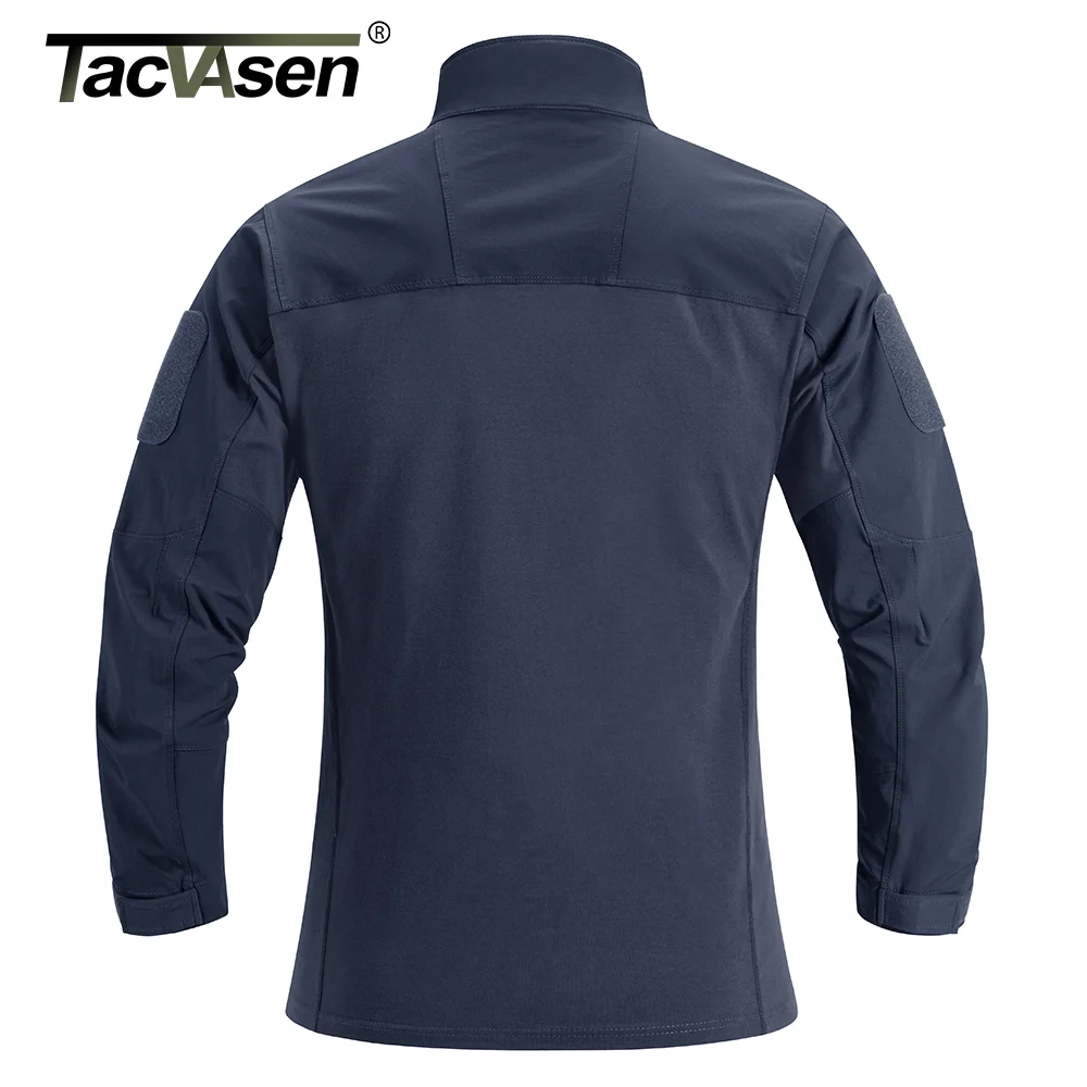 TACVASEN 남성용 경량 1/4 지퍼 티셔츠, 긴팔 티셔츠, 내마모성 야외 훈련 작업 셔츠, 풀오버 상의