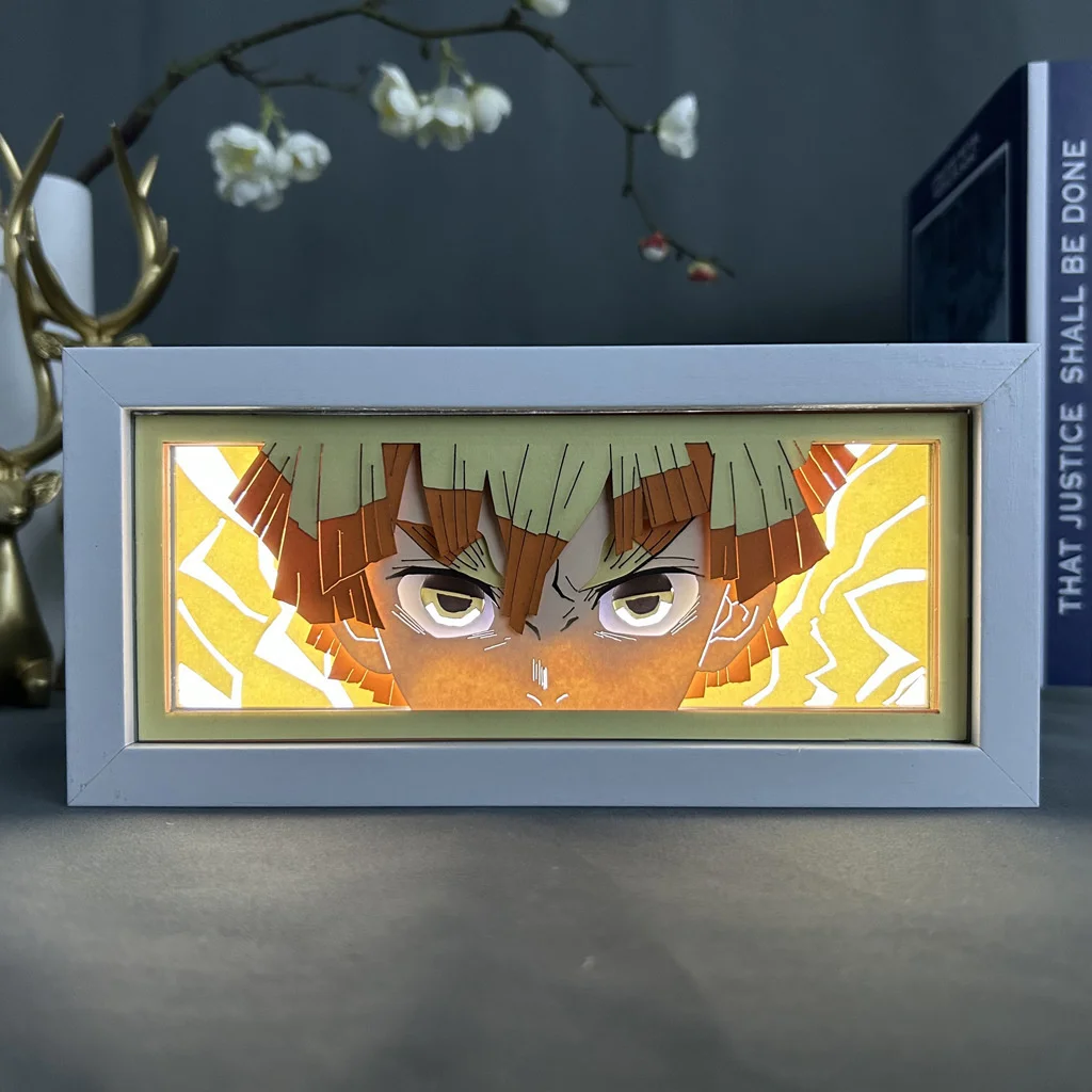 

Agatsuma Zenitsu 3D Anime LED Light Box Demon Slayer Action Figure Toys Paper Carving Light Kid Brithday Gift