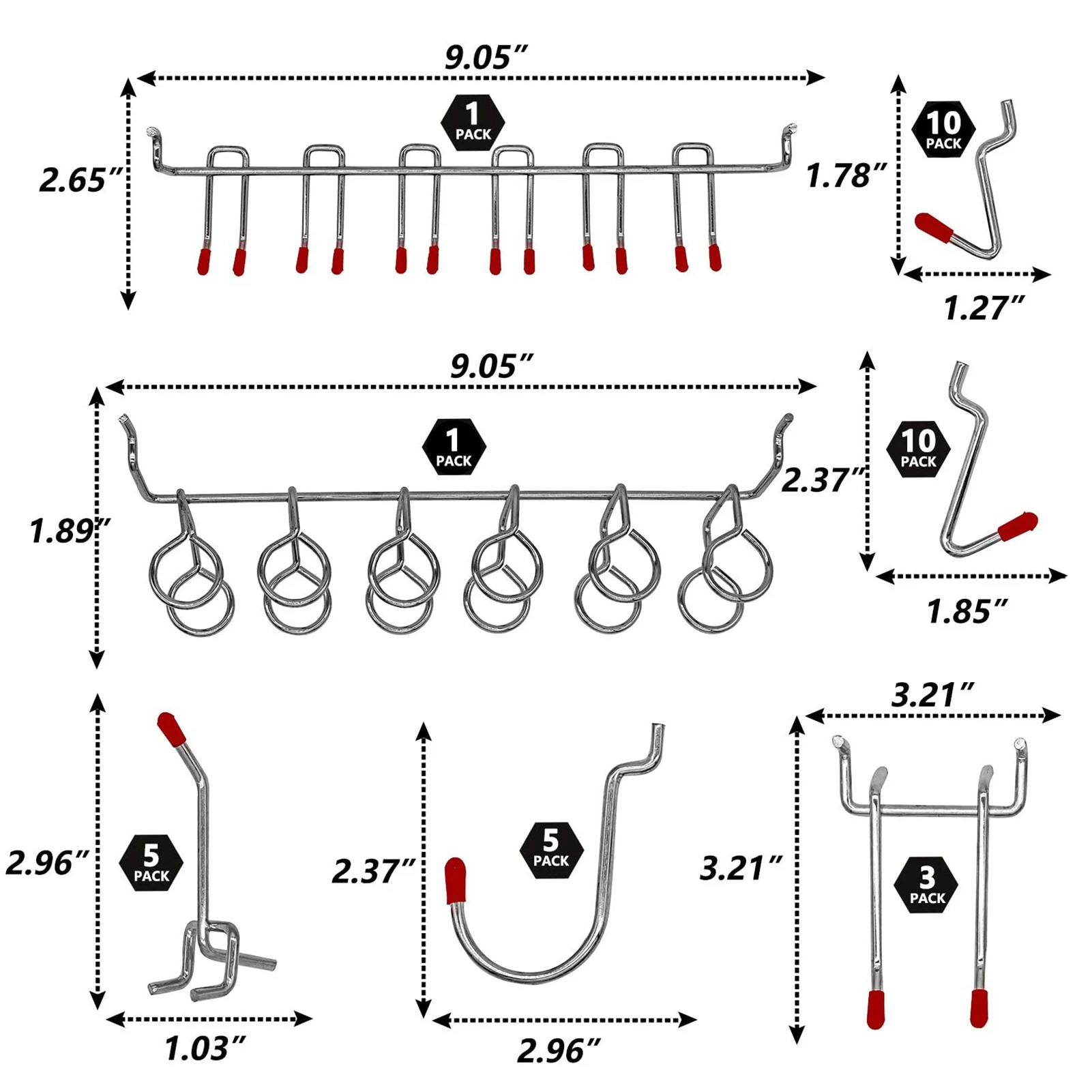 140Pcs ganci per pannelli forati in metallo Kit di assortimento per Organizer serrature per pioli applicazioni appese