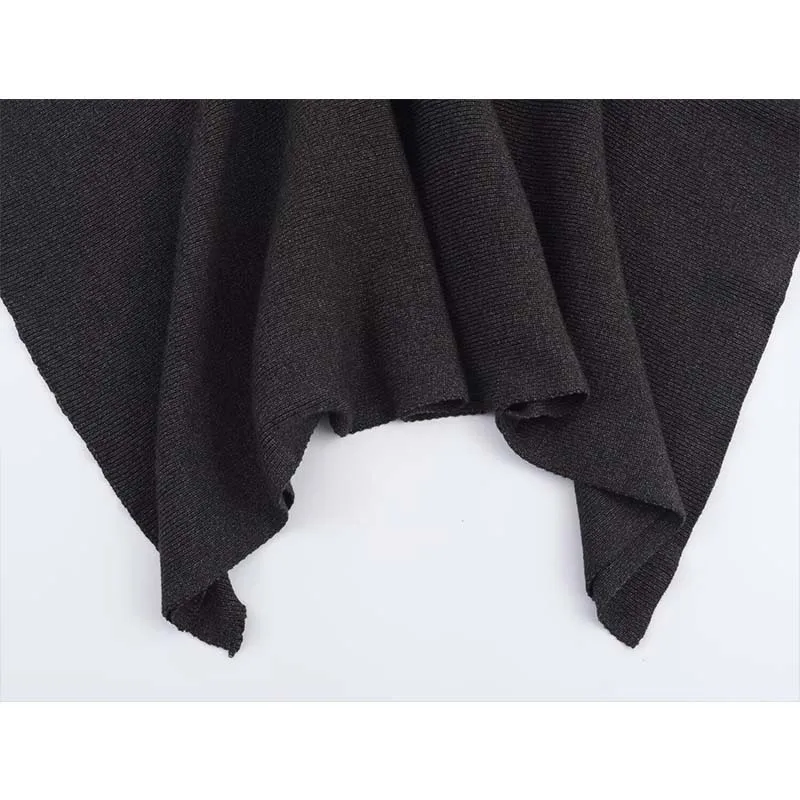 Chic Casual Knitted Cloak Jackets for Women 2025 Autumn Winter New In Cape Coat Jacket Asymmetric Streetwear Poncho Outerwear