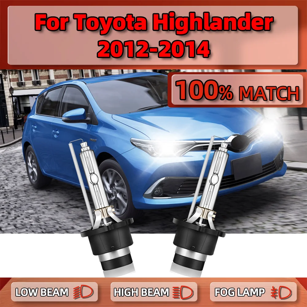

2Pcs 35W Car Headlight Bulbs 20000LM Xenon HID Lights Bulbs 12V 6000K Plug and Play For Toyota Highlander 2012 2013 2014
