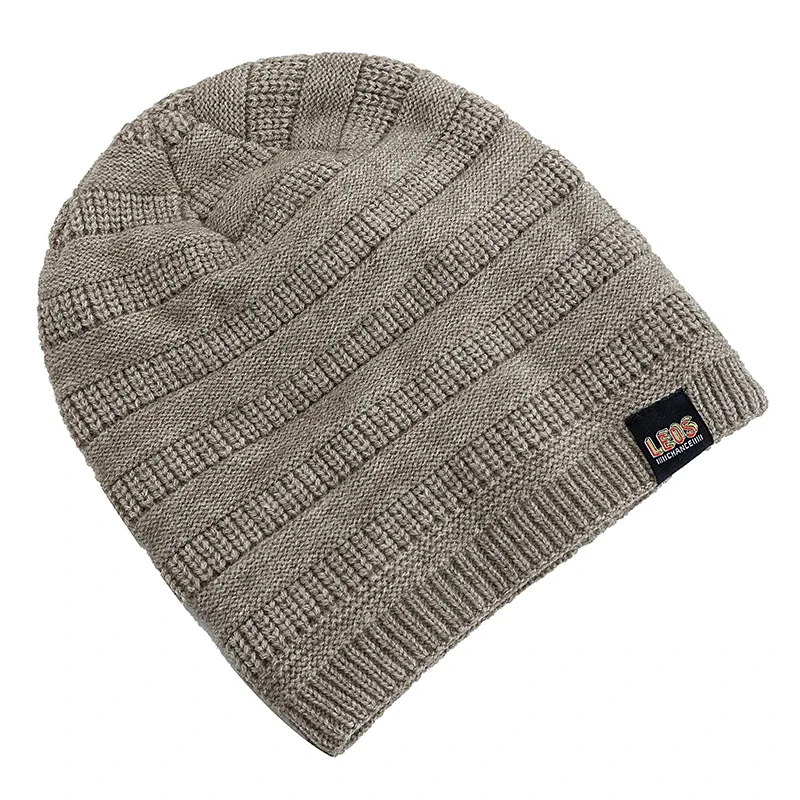 New Style Unisex LEOS Label Warm Hat Stylish Plush Fur Lined Soft Beanie Dandy Hat Thick Winter Hats For Women Men Knitted Caps