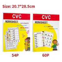 2books English CVC Words Phonics Workbook Language Arts Skills book for Kids children read & match & sound & sentence Worksheet 2