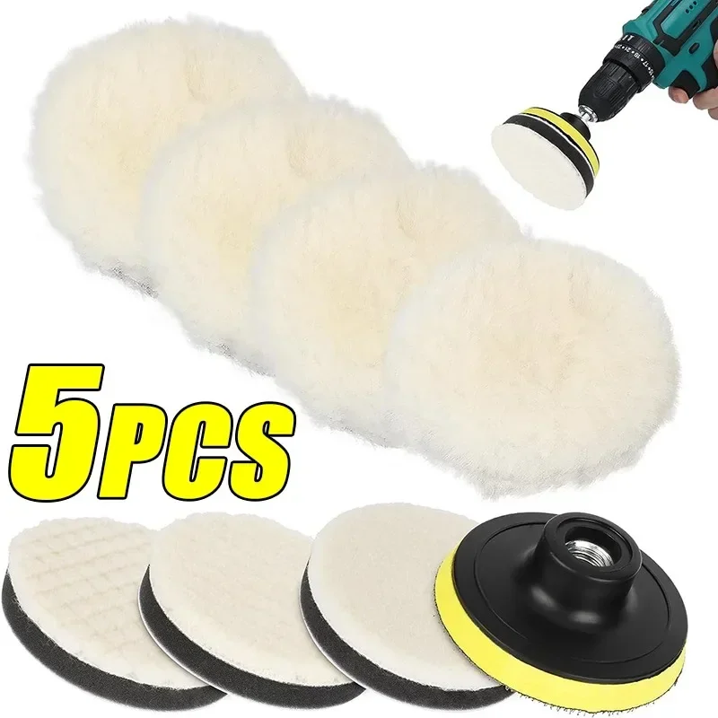 Car Polishing Pad Car Polish Pads 3/7inch Soft Wool Polishing Disc Tools for Machine Waxing Polisher Car Body Polishing Discs Cleaning Accessories