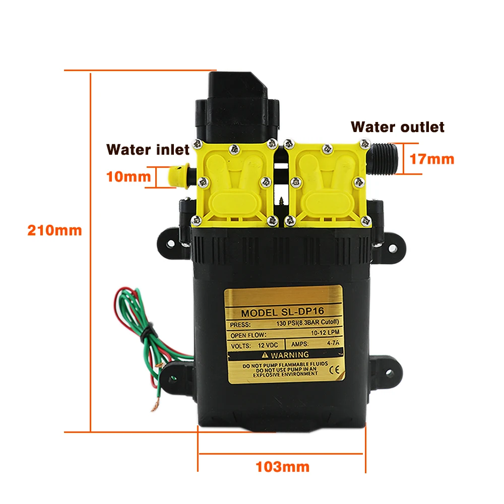 รูปสินค้า ปั๊มน้ำฉีดแรงดันสูง 12V สำหรับเกษตร 10 ลิตร/นาที