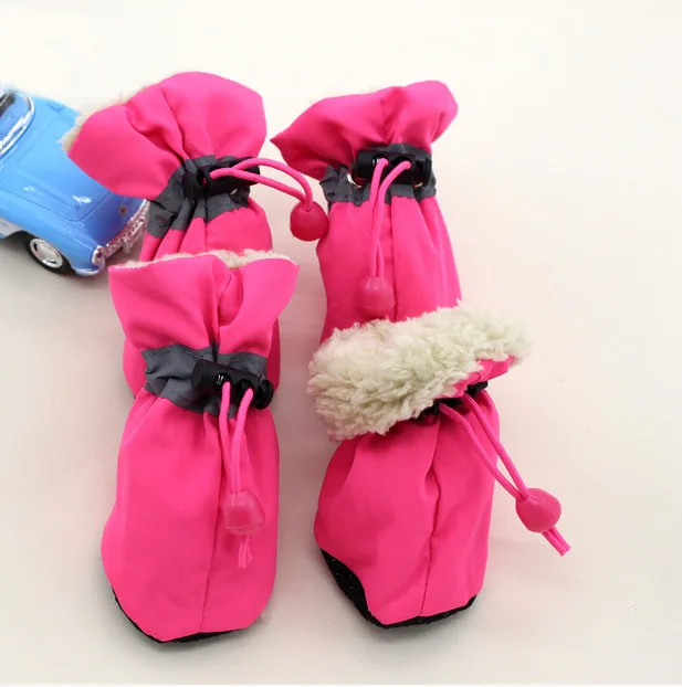 Set of 4 Waterproof Anti-Slip Winter Dog Boots – Thick, Warm Footwear