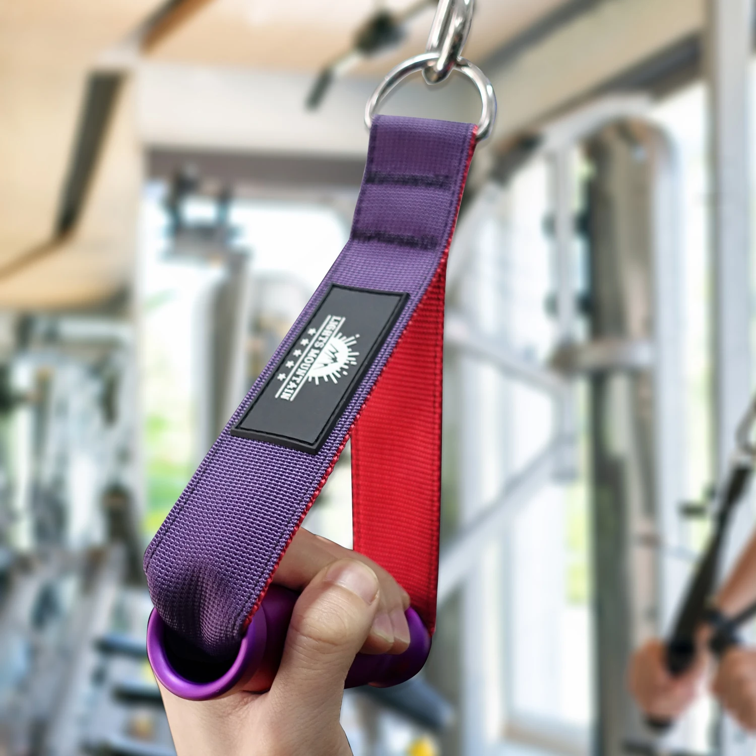 Heavy Duty Metal Gym Handles for  Cable Machine Attachment Resistance Bands Workout Two-color Double-layer Webbing Colorful Grip 5