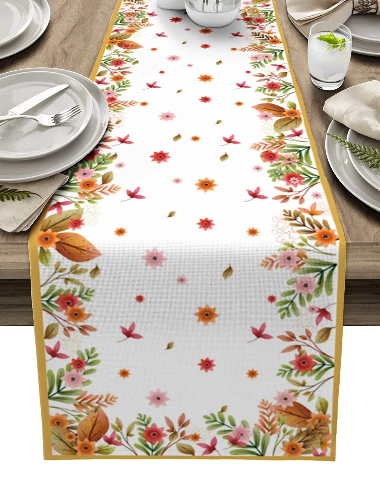 

Autumn Leaves Watercolor Table Runner luxury Kitchen Dinner Table Cover Wedding Party Decor Cotton Linen Tablecloth