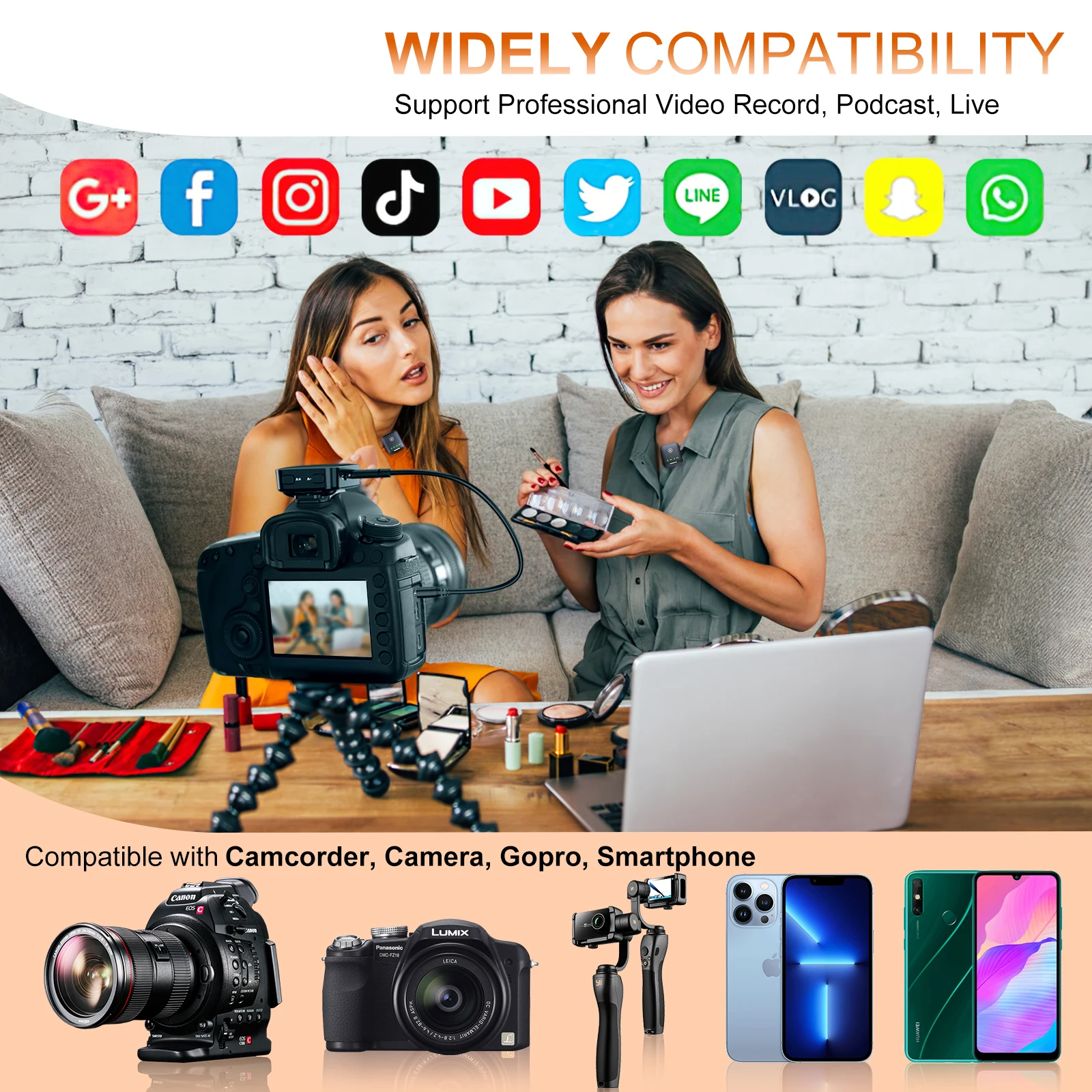 best microphone for streaming Kinglucky m18 one for two wireless lavalier microphone for dslr camera camcorder smartphone and tablet for youtube headphones with mic