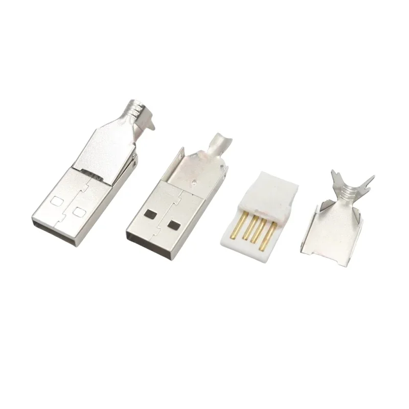

USB Tail Charging jack 3 in 1 Metal Parts DIY USB Type A Metal Male Jack Plug Connector Tail Charging Port Welding
