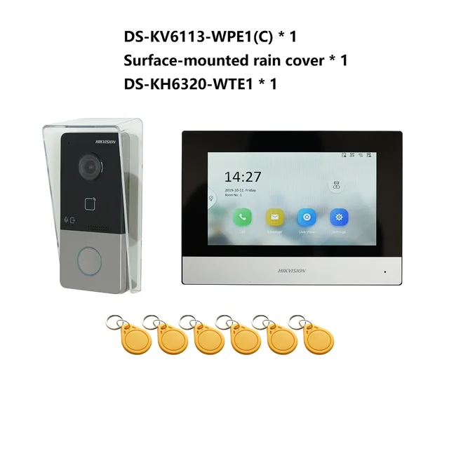 HIKVISION DS-KIS603-P(C) Multi-language 802.3af POE Video intercom KIT,include DS-KV6113-WPE1(C) & DS-KH6320-WTE1 & PoE Switch 2