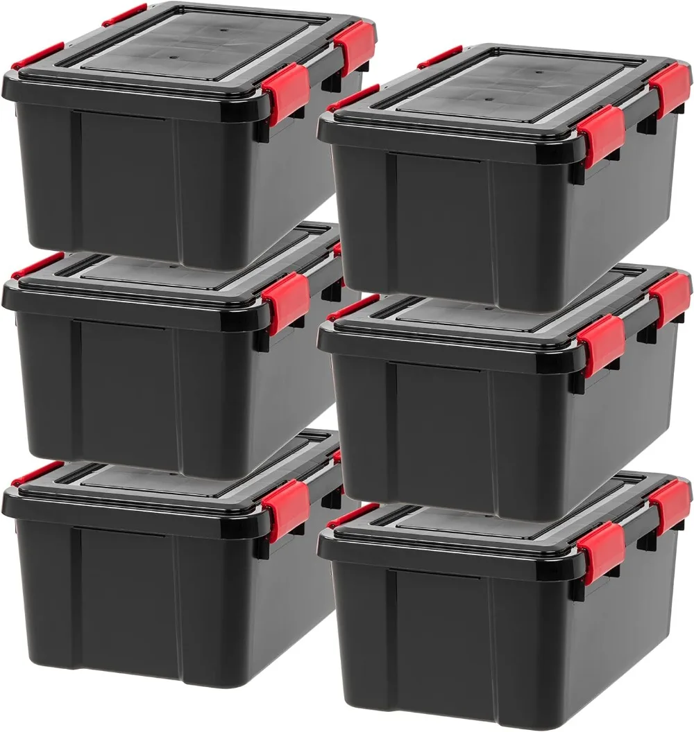 

IRIS USA WEATHERPRO 19 Quart Stackable Storage Box with Airtight Gasket Seal Lid, Heavy Duty Containers with Tight Latches