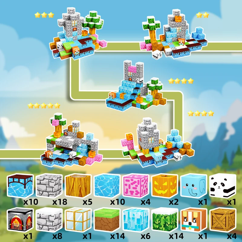 Set di blocchi magnetici fai-da-te da 100 pezzi Kit di giocattoli educativi fatti in casa per bambini Set da gioco di costruzioni creative