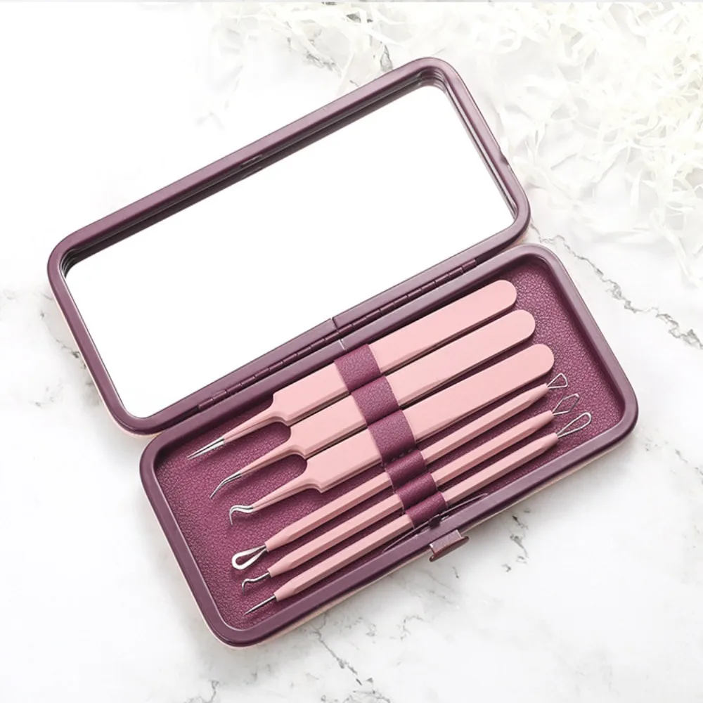 Ultra-fine Cell Pimples Blackhead Clip Light Weight Portable Acne Needle Tweezers Rubber and Plastic Handle Effort-saving