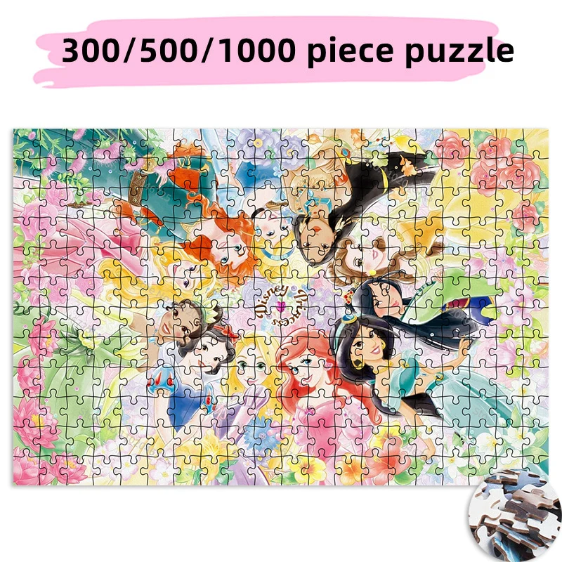 Flower Disney Princess 300 500 1000 Pieces Cartoon Creative Puzzle Educational Toys Children Adult Collection Hobby Heart Gifts