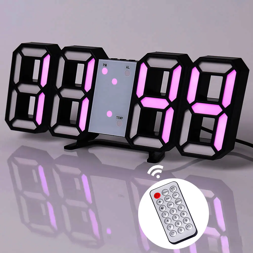 Home Decor Digital Wall Clock Digital Alarm Clocks Hanging Table Clocks Calendar Thermometer Electronic Clocks 3d Wall Clock 