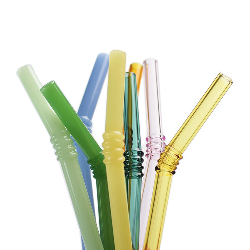 4PCS/sets 15cm Reusable Glass Straws With Brushes Heat Resistant Straw Cocktails Bar Accessories Frozen Drinkware Straws Set drinking straws,glass straw set,cocktail accessories,straw cleaner brush