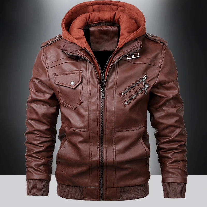 Motorcycle-Mens-Leather-Jacket-Casual-Windbreaker-Waterproof-Pu-Leather ...