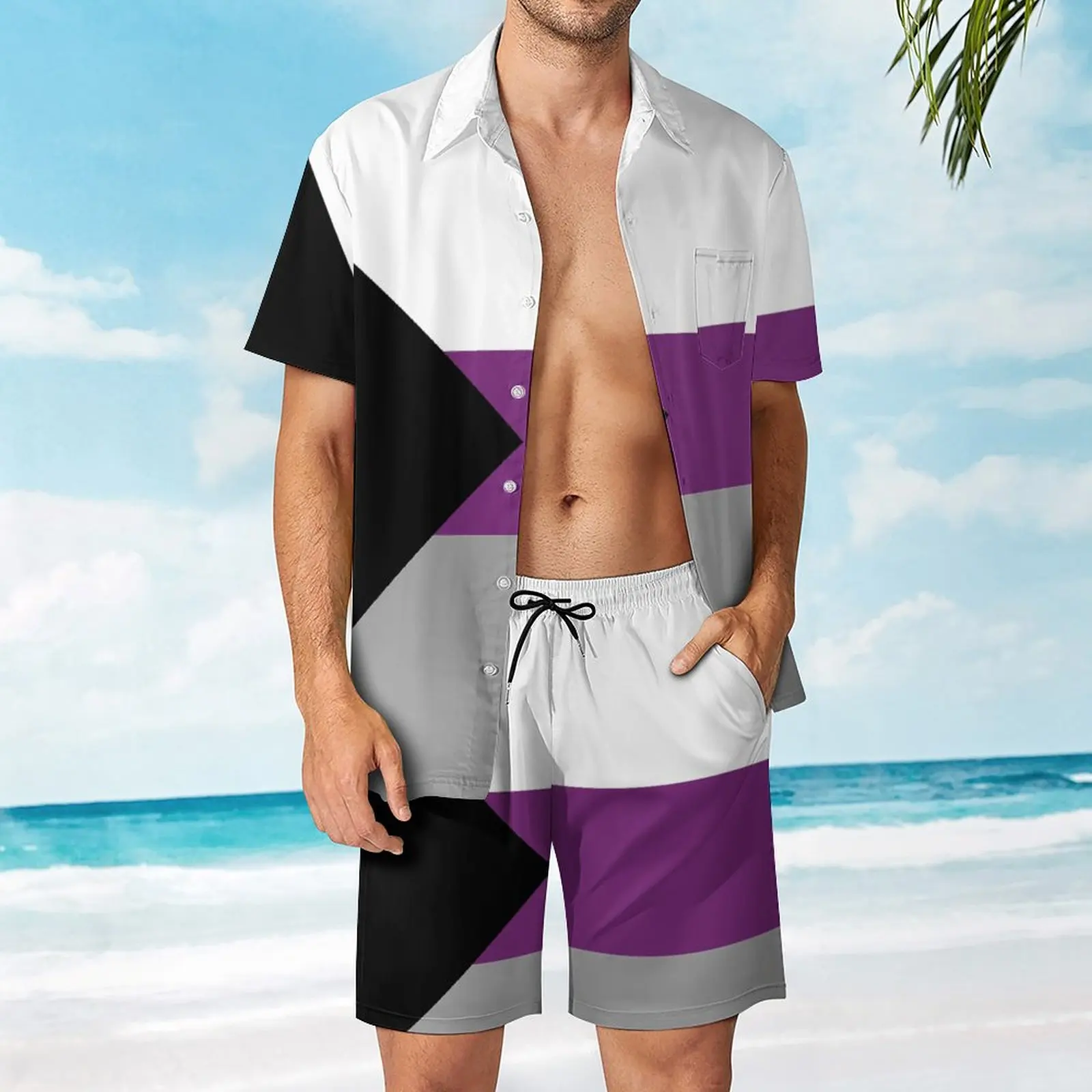 

Solid Demisexual Pride Flag Men's Beach Suit Funny 2 Pieces Pantdress High Quality Running Eur Size