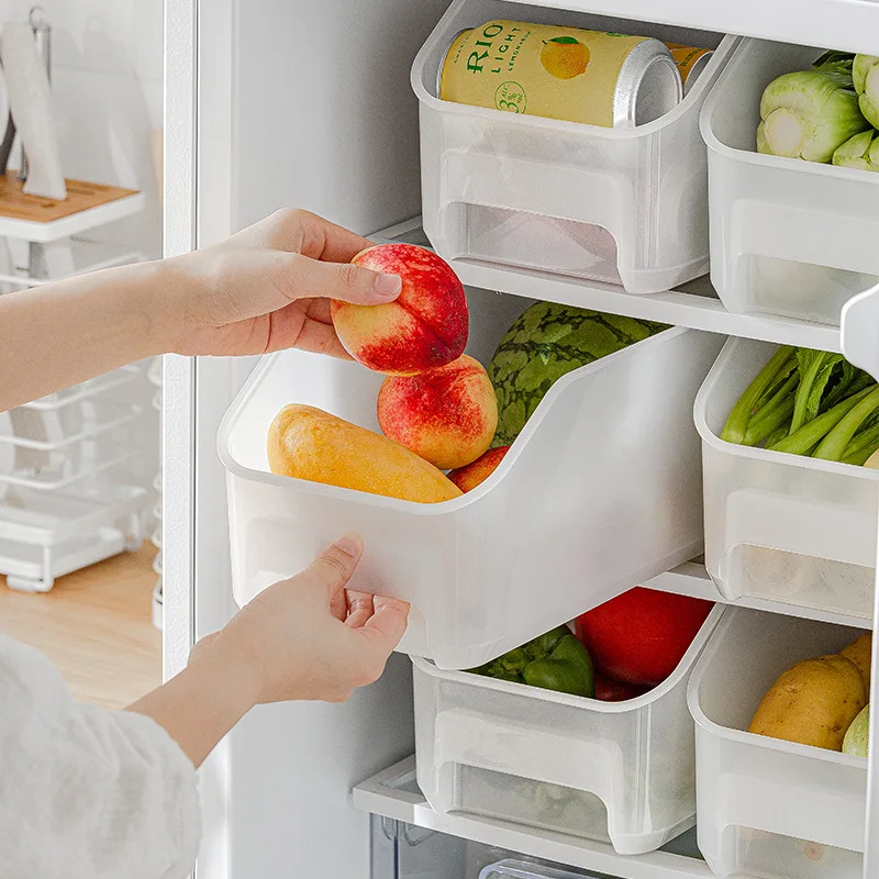 refrigerator organizer kitchen Food storage set of 8 plastic drawer Pantry  Organizer handle acrylic fridge organizer bins - AliExpress