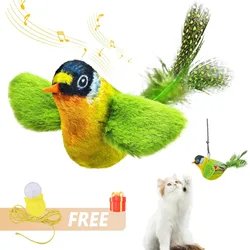 Interactive Indoor Cat Bird Toy with Sound and Catnip (Green Bird)