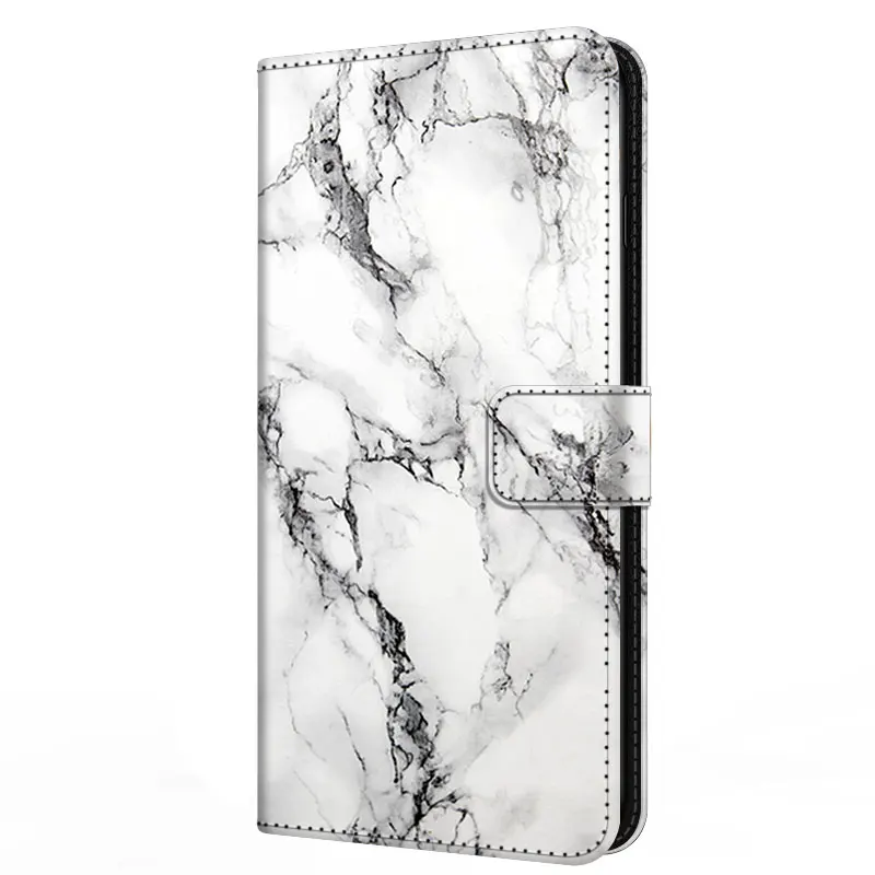 Luxury Marble Leather Flip Wallet Phone Case with Stand and Book Cover Design