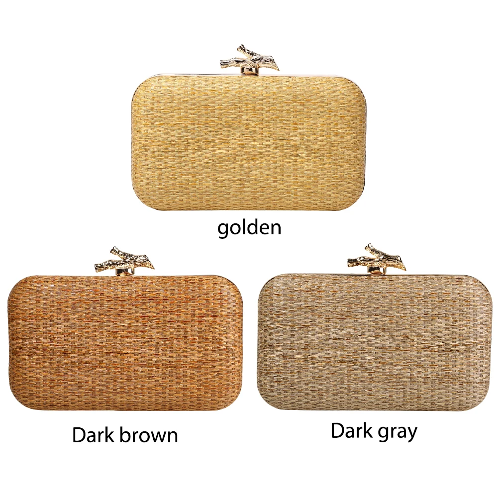 

Women Straw Clutch Purse with Chain Strap Crochet Crossbody Bag Versatile Weaving Satchel Bag Female Party Wedding Bag