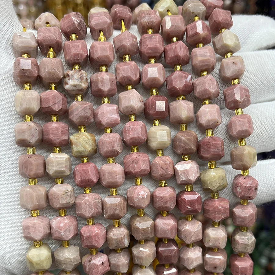 

Natural Stone Rhodochrosite Stone Handmade Faceted Cube Loose Beads For DIY Jewelry Making Bracelet Necklace 15“ 6-7mm 8-9mm