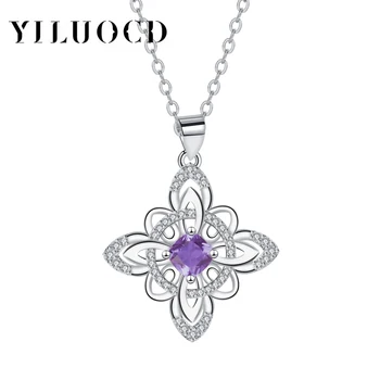 Original 925 Thai Silver Witch Knot Necklace Wicca Witchcraft Necklace with Purple Cubic Zirconia Supernatural Jewelry for Women