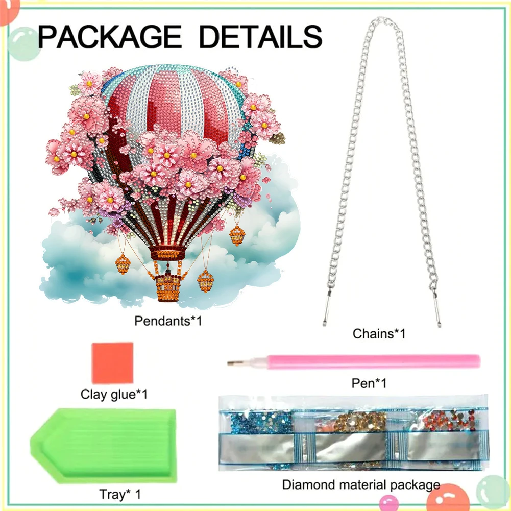 Acrylic Diamond Painting Hot Air Balloon Pendant